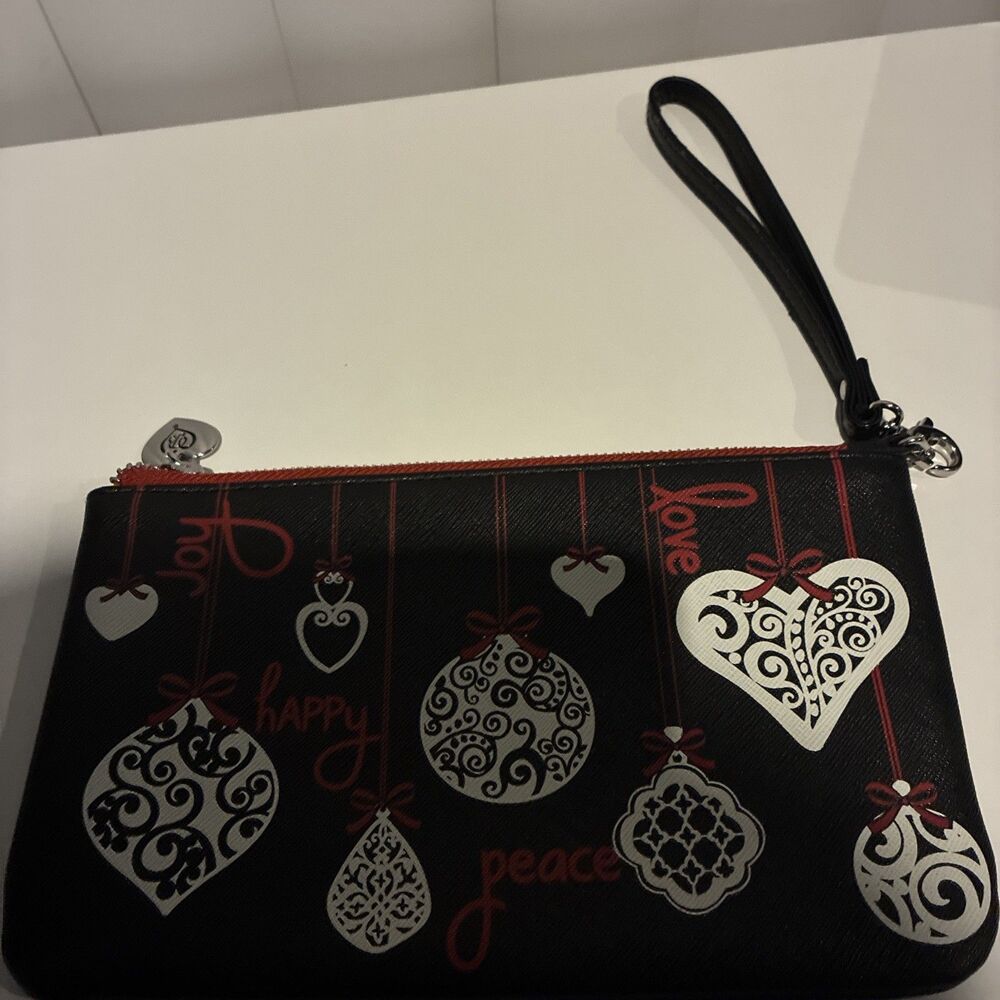 Brighton Love Notes Wristlet Christmas Holiday Ornament Design Black Red & White